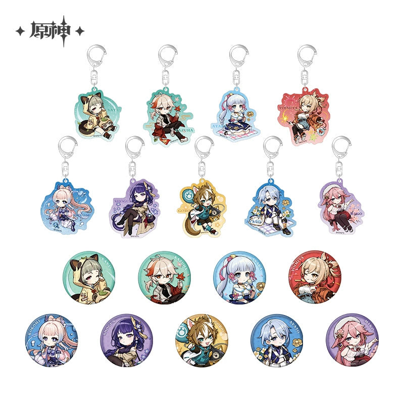 [Official Merchandise] Outing Theme Series: Chibi Character Badges & Keychains | Genshin Impact