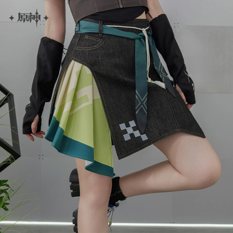 [Official Merchandise] Kinich Theme Impression Series Asymmetrical Patchwork Denim Skirt | Genshin Impact
